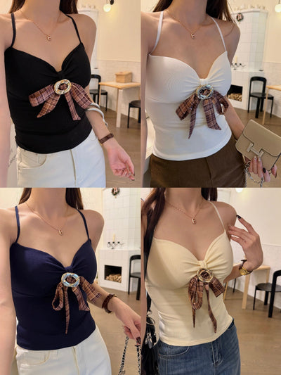 Camiseta Halter Ajustada con Lazo Decorativo para Mujer - Image 22