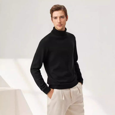 Suéter Cuello Alto Básico para Hombre - Estilo Europeo y Americano - Image 3