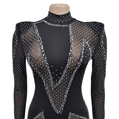 Jumpsuit Elegante de Malla con Strass y Mangas Largas - Image 15