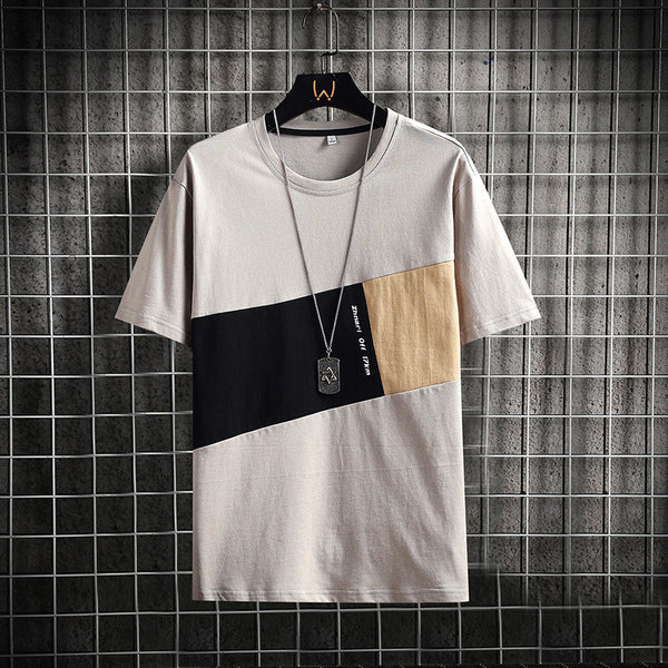 Playera Casual de Manga Corta con Costuras de Diseño para Hombre