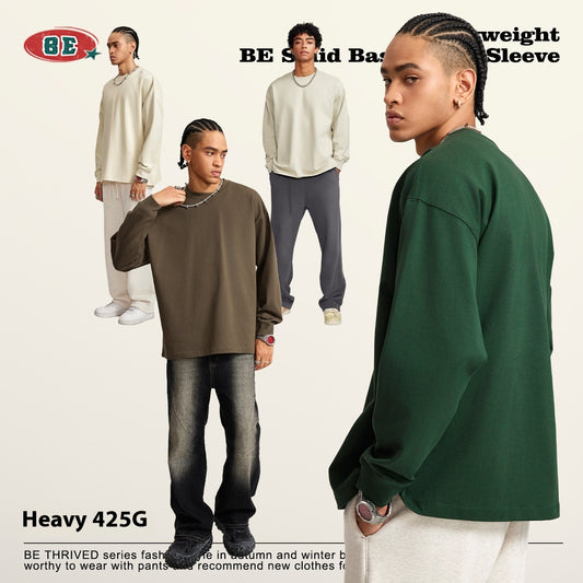 Camiseta Manga Larga Oversize para Hombre - Algodón Puro Otoño Invierno - Image 2
