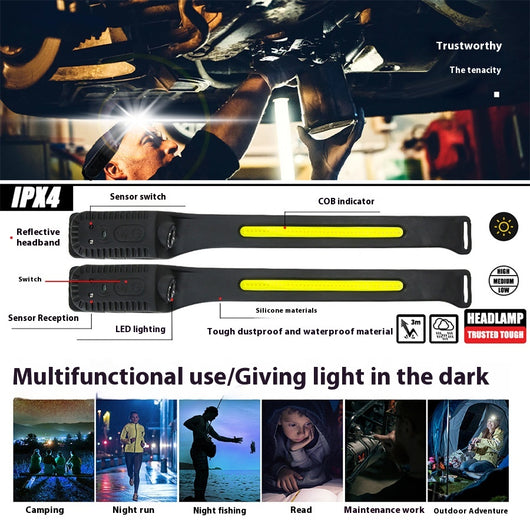 Linterna Frontal LED Recargable USB-C con Sensor de Movimiento - Eco Friendly para Pesca y Running - Image 9