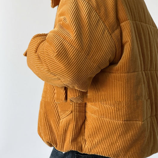 Chaqueta Acolchada de Cuello Alto en Pana Térmica para Invierno - Image 6