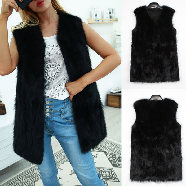 Chaleco de Pelo Largo con Blusa Efecto Ante