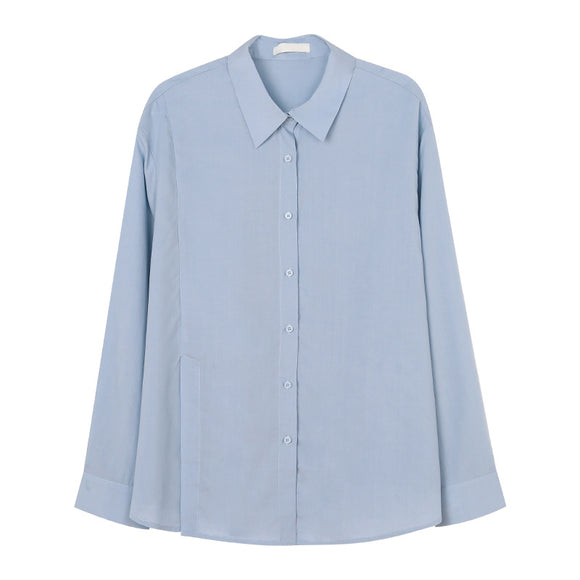 Blusa Clásica con Solapa Estilo Coreano para Mujer