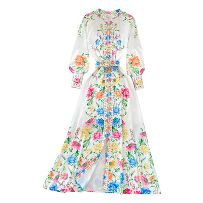 Vestido Hada Estampado con Cuello Solapa y Mangas Abullonadas - Image 2