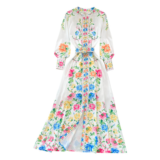 Vestido Hada Estampado con Cuello Solapa y Mangas Abullonadas - Image 2