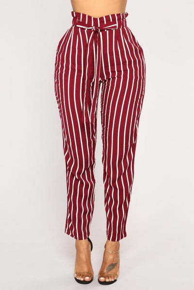 Pantalón Casual a Rayas con Lazo para Mujer - Otoño Invierno - Image 13