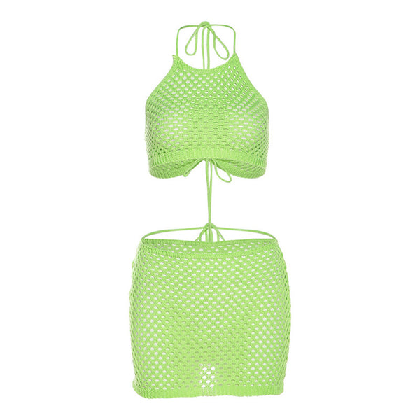 Conjunto Ajustado de Encaje Transparente con Espalda Descubierta - Image 5