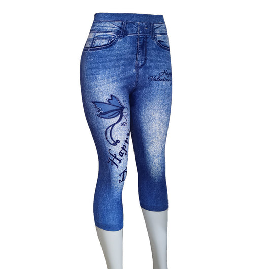 Leggins Tipo Denim Estampado Cintura Alta con Máxima Elasticidad - Image 3