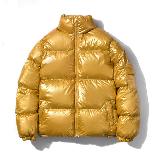 Chaqueta de Algodón con Cuello Alto Brillante para Hombre - Image 4