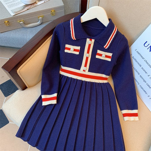 Vestido Tejido Preppy Otoñal para Niñas - Image 17