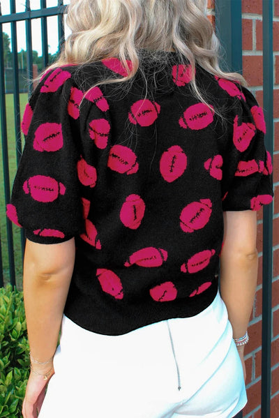Blusa Tejida Estampada de Manga Corta para Mujer - Image 3