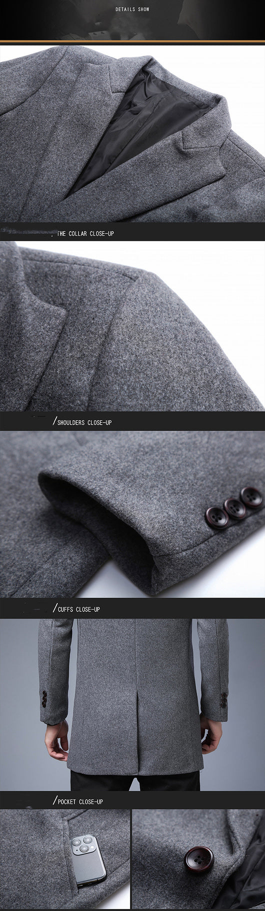 Chaqueta de Lana para Hombre con Solapa Clásica - Image 15