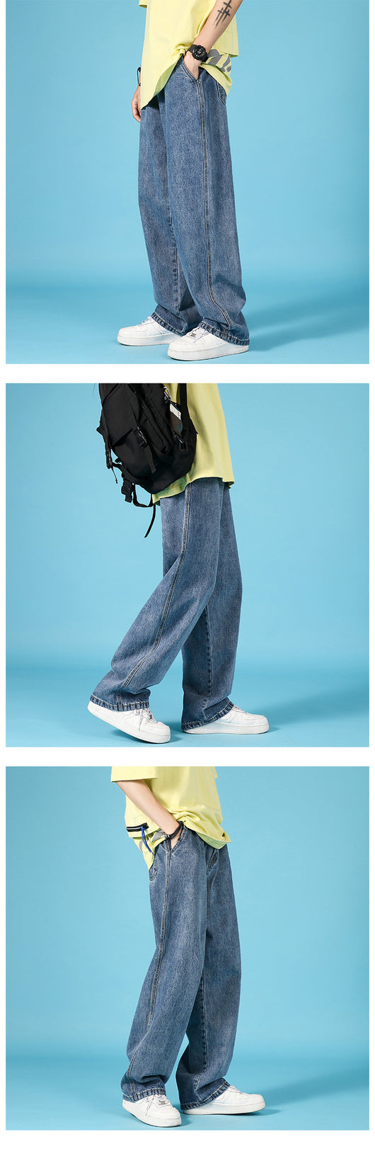 Pantalones Cargo Denim Holgados para Hombre con Cierre Hip Hop - Image 8