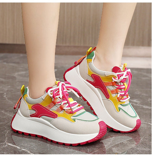Tenis Dad Shoes Mujer Verano Otoño con Plataforma y Detalles en Contraste - Image 15