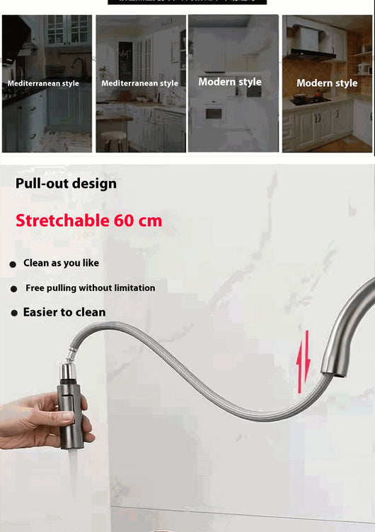 Grifo de Cocina Gris Grafito con Caño Extraíble y Doble Salida de Agua - Image 13