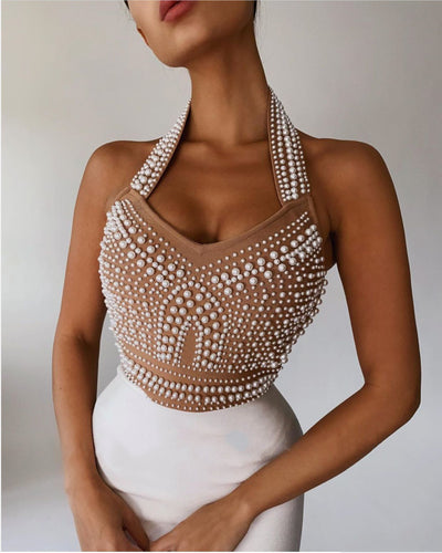 Vestido Ajustado sin Mangas con Detalles de Diamantes - Image 11