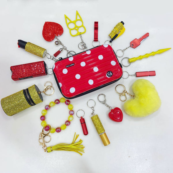 Set de 16 Llaveros Amarillos y Rojos