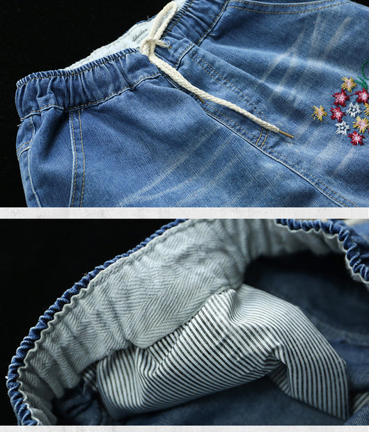 Jeans Bordados Talla Grande Azul Claro Holgados para Mujer - Image 11