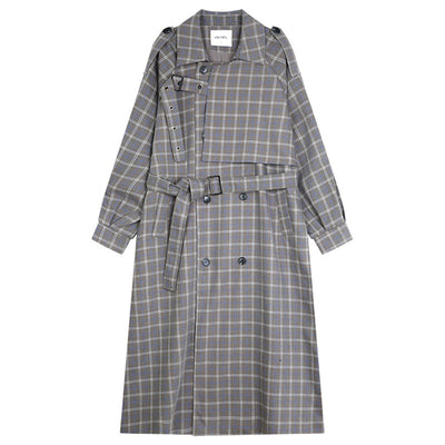 Abrigo Trench Coat Cuadrille Suelto Doble Botonadura para Mujer - Image 6