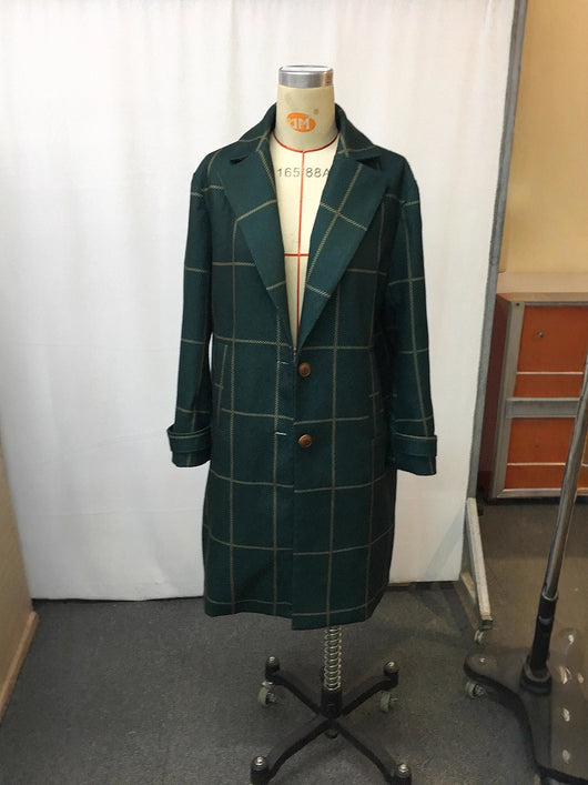 Chaqueta Cuadros Tamaño Grande con Solapa Clásica - Image 15