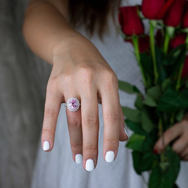 Anillo Oval Paloma de Diamante Carbono Alto para Mujer
