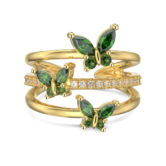 Anillo de Plata Abierto con Circonita Ojo de Caballo para Mujer