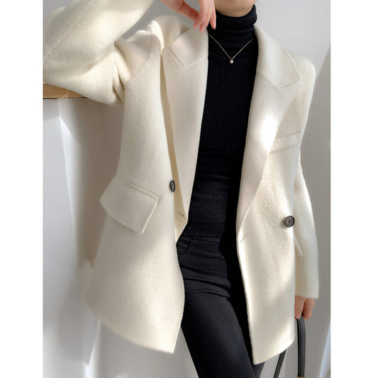 Blazer Corto Doble Faz de Cachemira Estilo Hepburn para Mujer