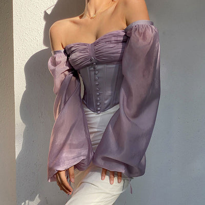 Blusa Cuello Cuadrado con Mangas Abullonadas Largas - Tela Francesa Ligera - Image 5