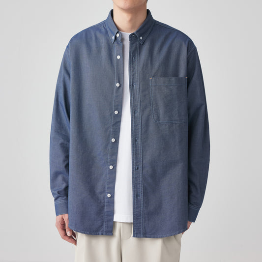 Camisa Oxford Manga Larga Color Sólido