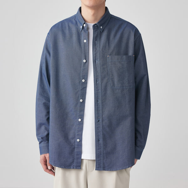 Camisa Oxford Manga Larga Color Sólido