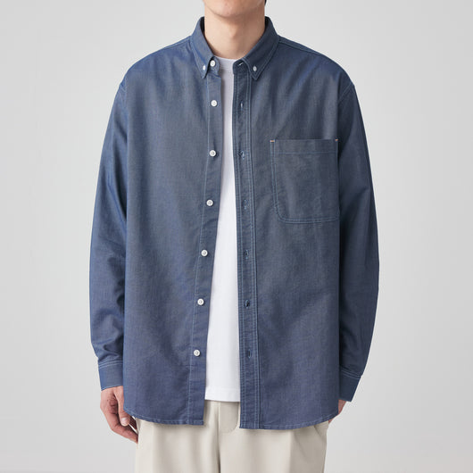 Camisa Oxford Manga Larga Color Sólido