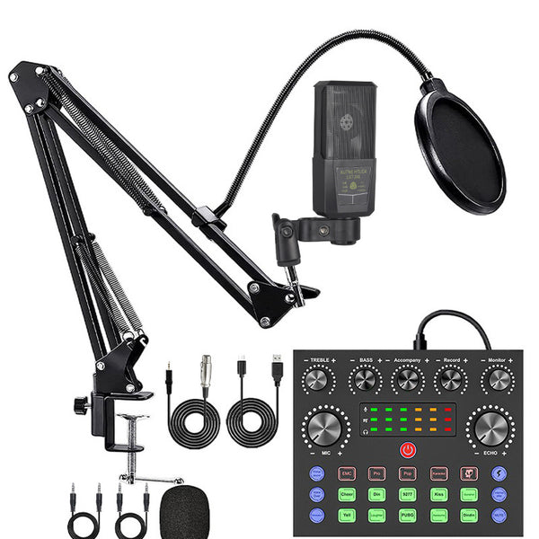 Kit Profesional de Micrófono Condensador con Tarjeta de Sonido