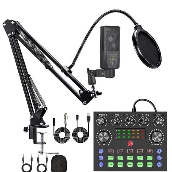 Kit Profesional de Micrófono Condensador con Tarjeta de Sonido