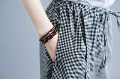 Pantalones Casuales Talla Grande en Algodón y Lino a Cuadros - Image 22