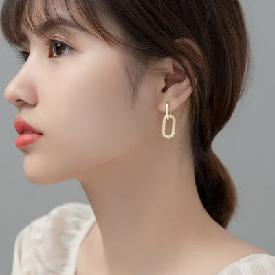 Aretes Geométricos de Diamantes - Diseño Elipse Moderna