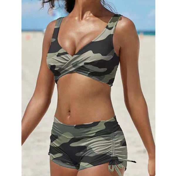 Bikini Bandeau Convertible con Tirantes Removibles y Talle Alto Atrevido