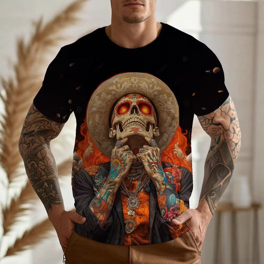 Playera Casual para Hombre con Estampado Digital 3D