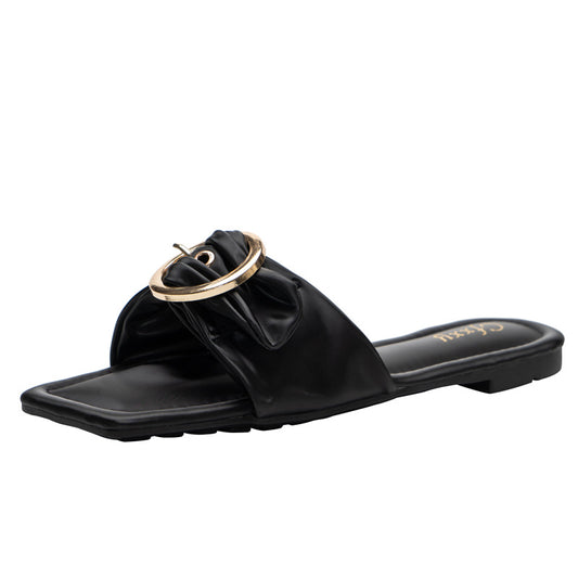 Sandalias Planas Estilo Coreano con Hebilla de Moda y Punta Cuadrada - Image 2