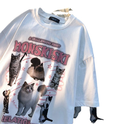 Camiseta de Algodón Puro Manga Corta Unisex Estilo Retro Holgado - Image 5