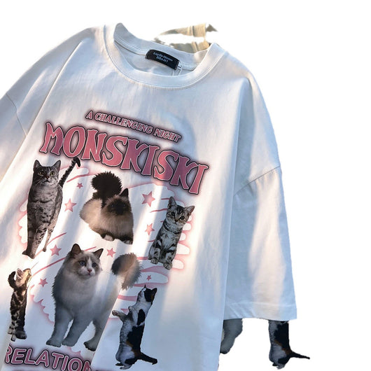 Camiseta de Algodón Puro Manga Corta Unisex Estilo Retro Holgado - Image 5