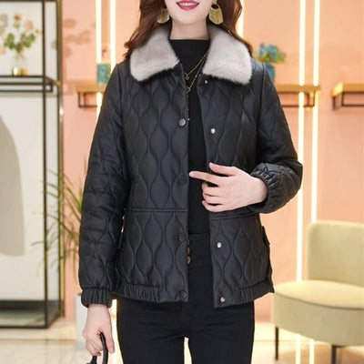 Chaqueta de Cuero Acolchada Corta para Mujer - Diseño Premium sin Desprendimiento - Image 4