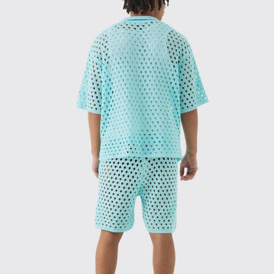Conjunto de Polo Abotonado y Shorts en Punto Acanalado - Image 8