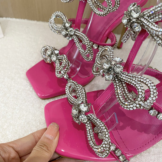 Tacones Altos con Moño y Flores de Cristal Brillante - Image 15
