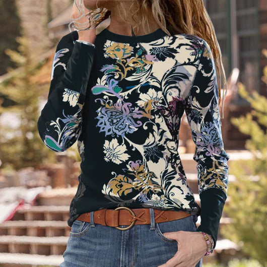 Playera Manga Larga Cuello Redondo con Estampado para Mujer - Diseño Trendy - Image 9