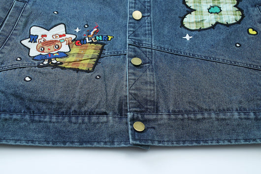 Chaqueta Denim Vintage con Bordado de Pareja - Image 16