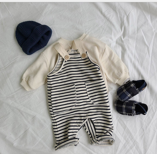 Overol Infantil Rayas Coreano Unisex - Casual y Cómodo - Image 4