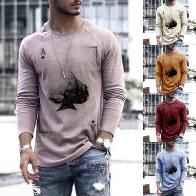 Playera Estampado Poker Cuello Redondo Manga Larga para Hombre