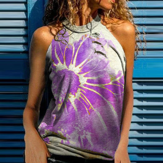 Blusa Suelta Estampada con Halter - Comodidad y Estilo para el Verano - Image 4
